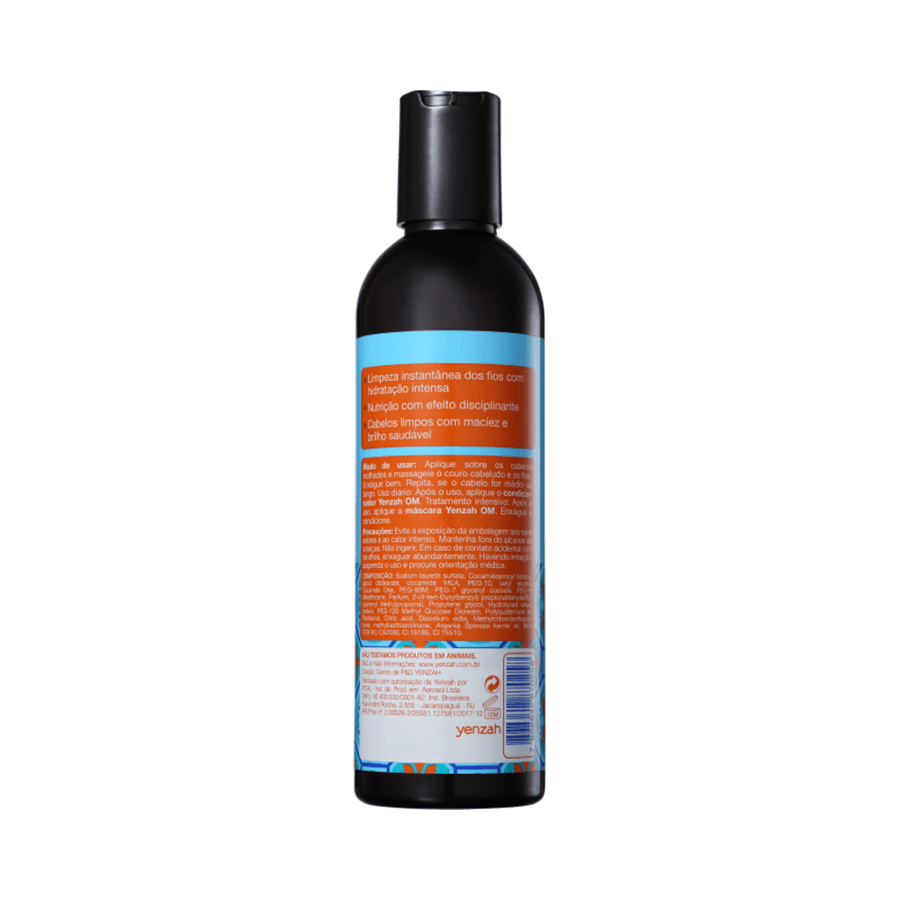 Verso do frasco do Shampoo Yenzah OM Óleo de Argan 240ml