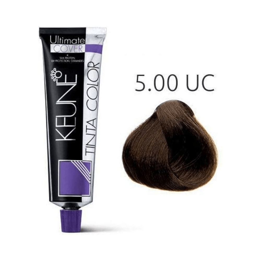 Tubo da coloração Keune e mecha demonstrativa 5.00 Castanho Claro