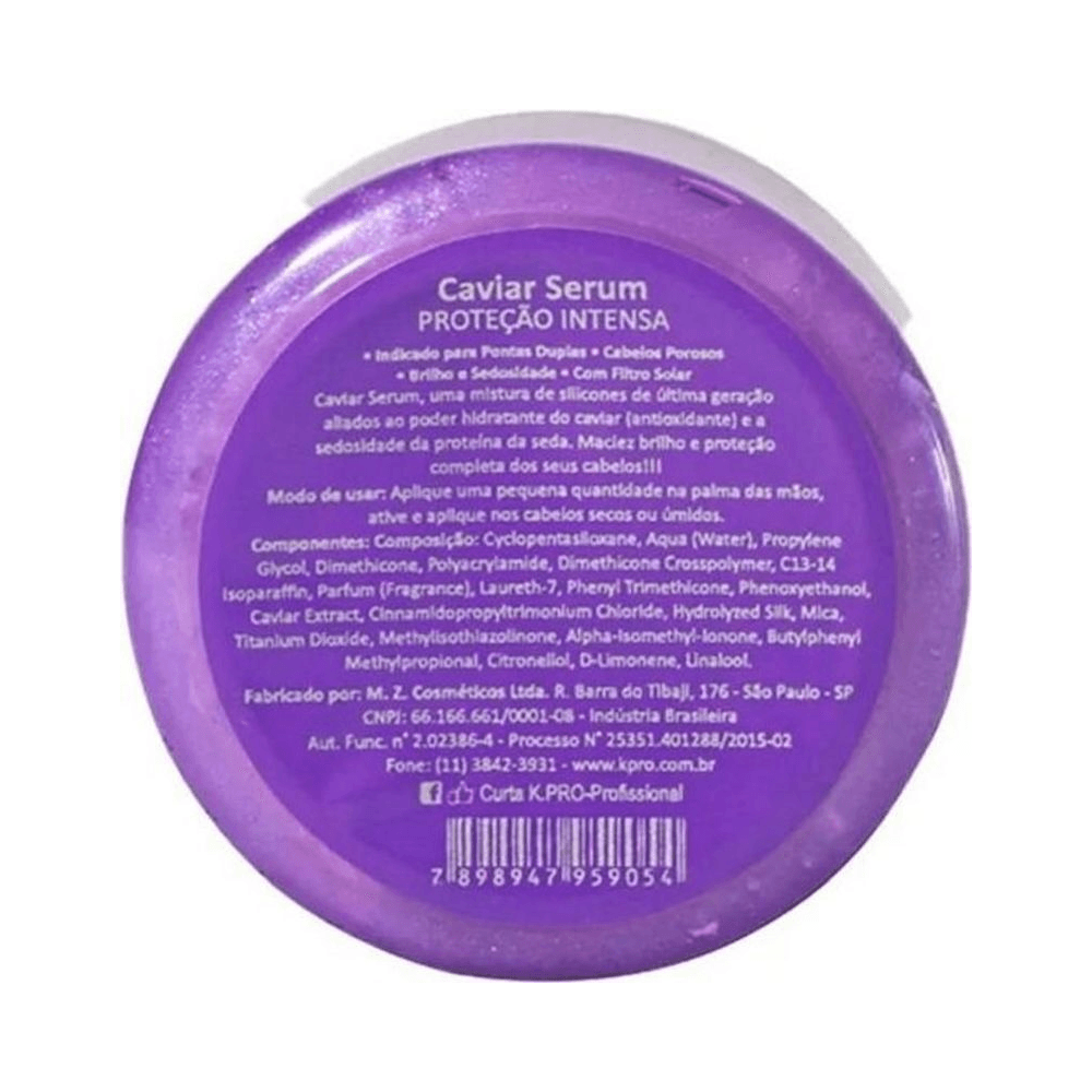 Rótulo traseiro do Serum K-Pro Mini Caviar com instruções e composição