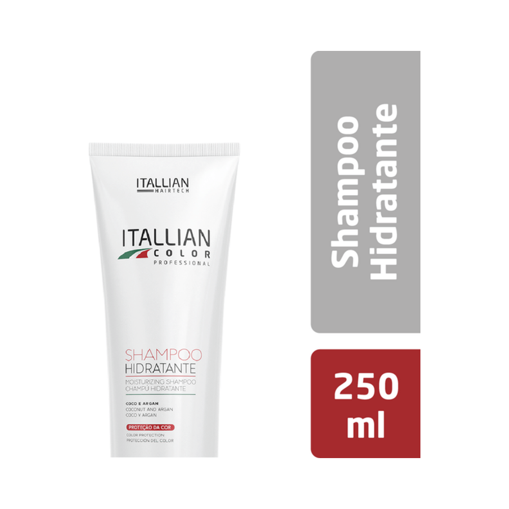 Shampoo Itallian Color 250ml com painel informativo de ativos