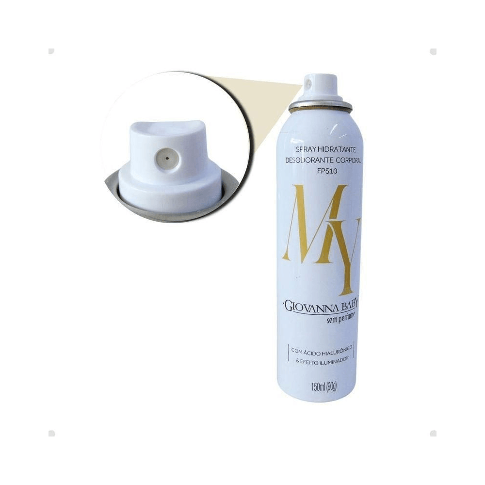 Detalhe do bocal do spray Giovanna Baby My sem perfume - aplicação prática em borrifo
