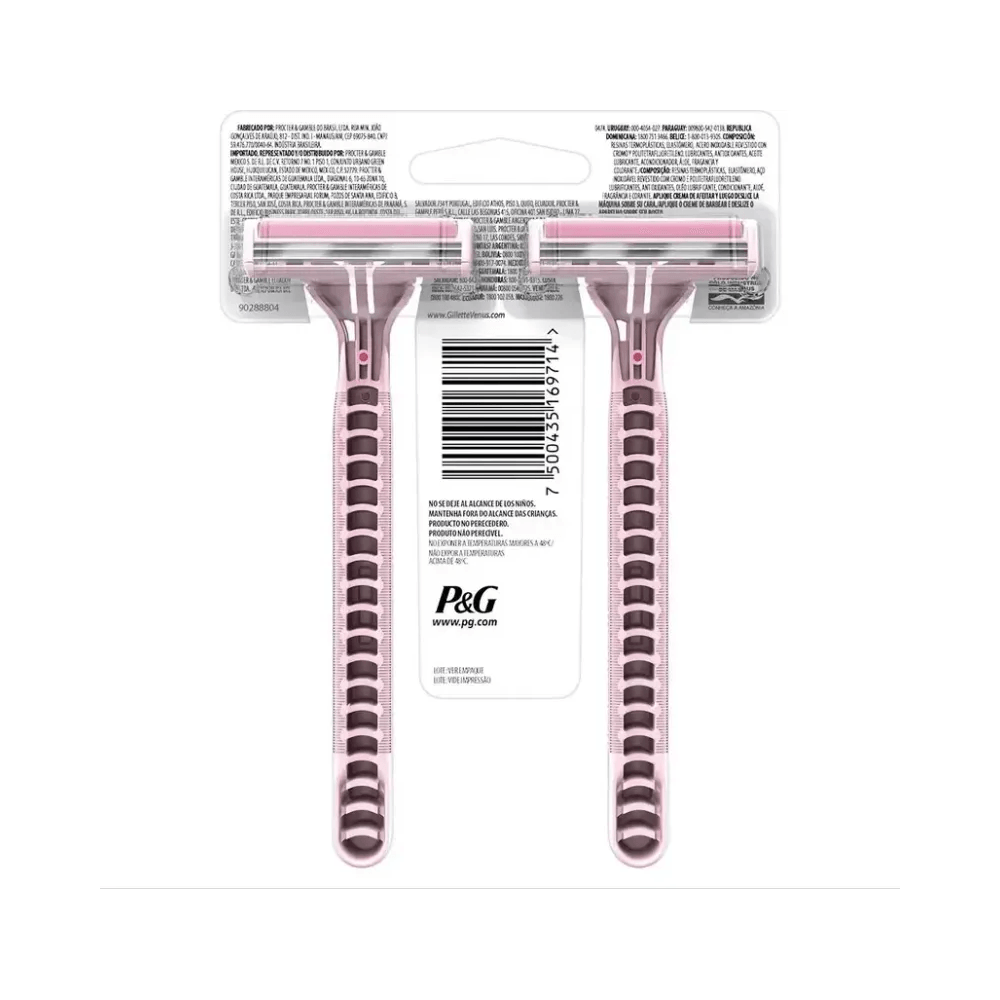 Verso da embalagem Prestobarba Gillette Ultragrip 3 mostrando cabo anatômico