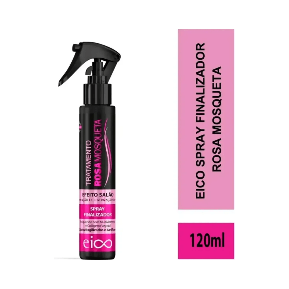 Composição do Spray Finalizador Eico com painel informativo 120ml