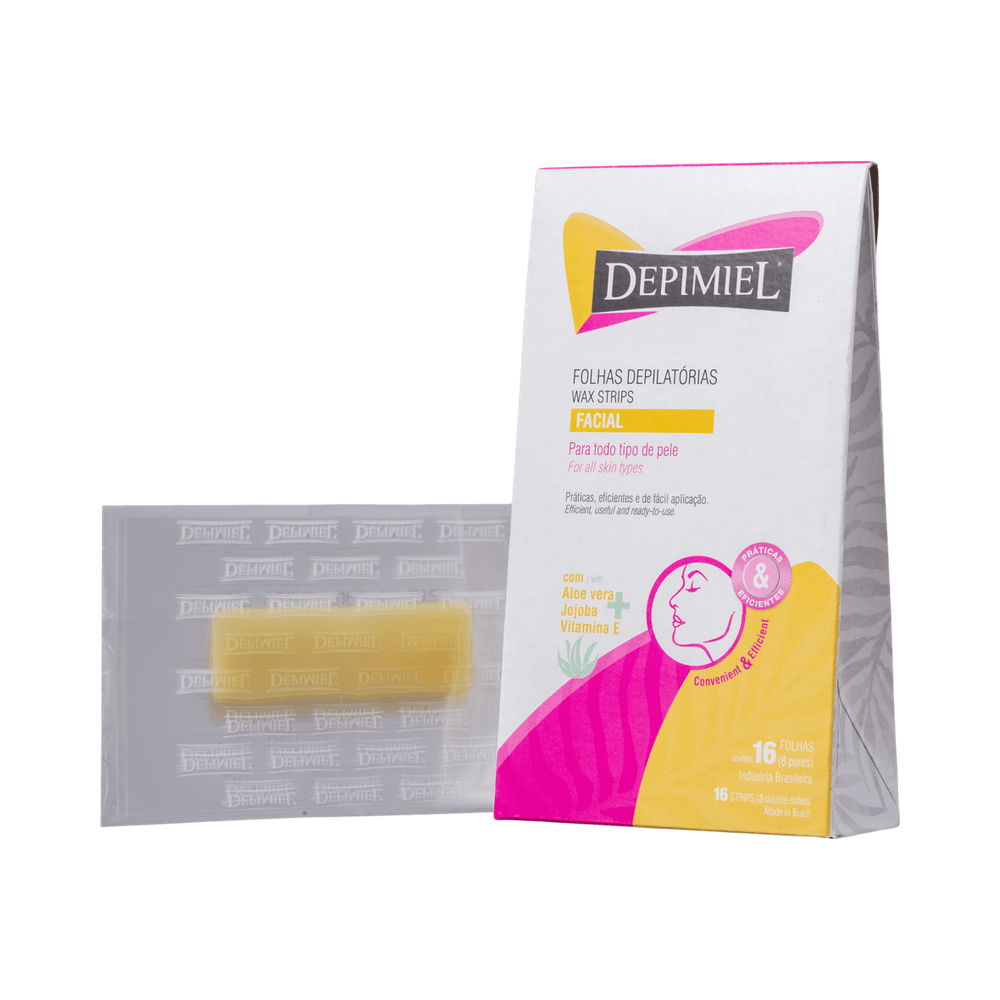 Pacote transparente com folhas cerosas e embalagem Depimiel