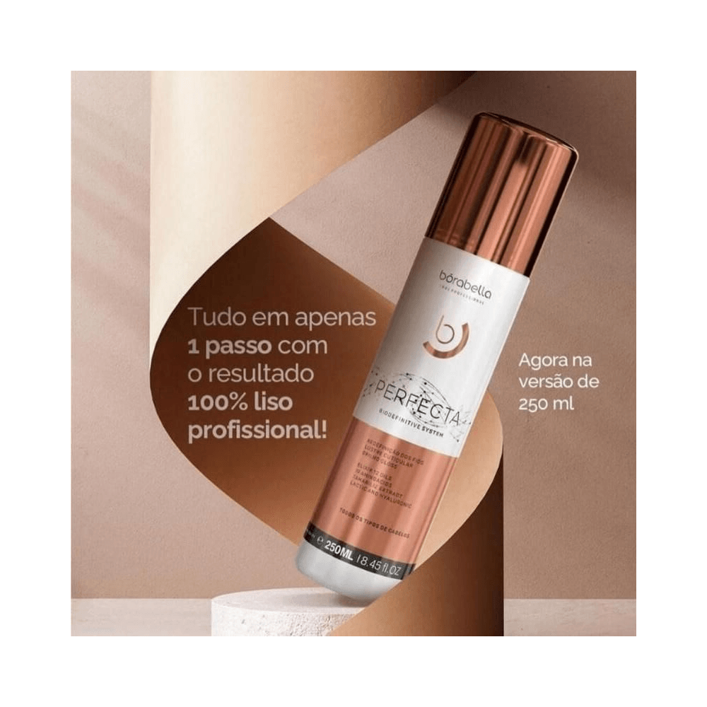 Frasco inclinado Borabella Perfecta 250ml em tom cobre/rosé
