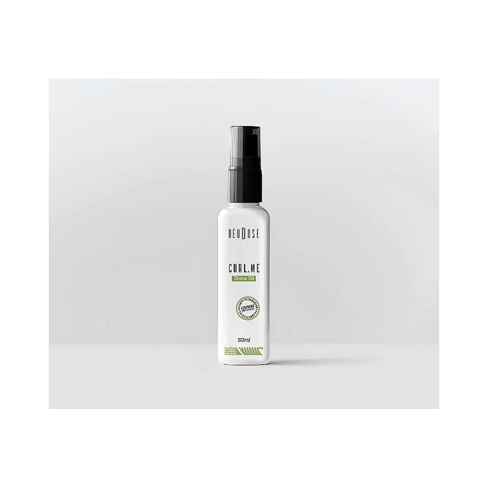 Frasco frontal Óleo Beudose Curl.Me Nutrition 60ml com selo verde