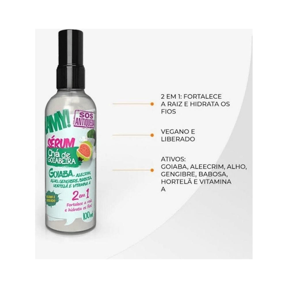 Imagem promocional Sérum Yamy Chá de Goiabeira 100ml com lista de ativos