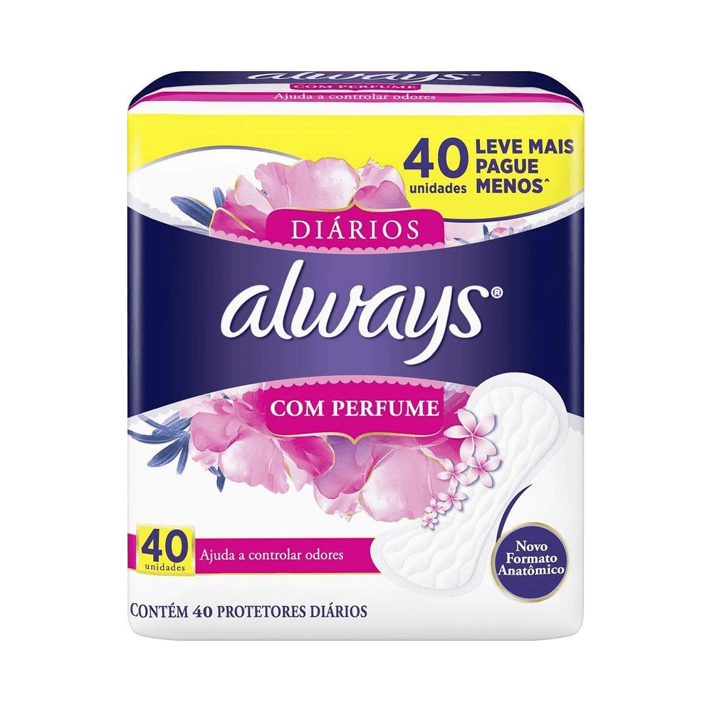 Caixa Always Protetor Diário com Perfume, novo formato anatômico
