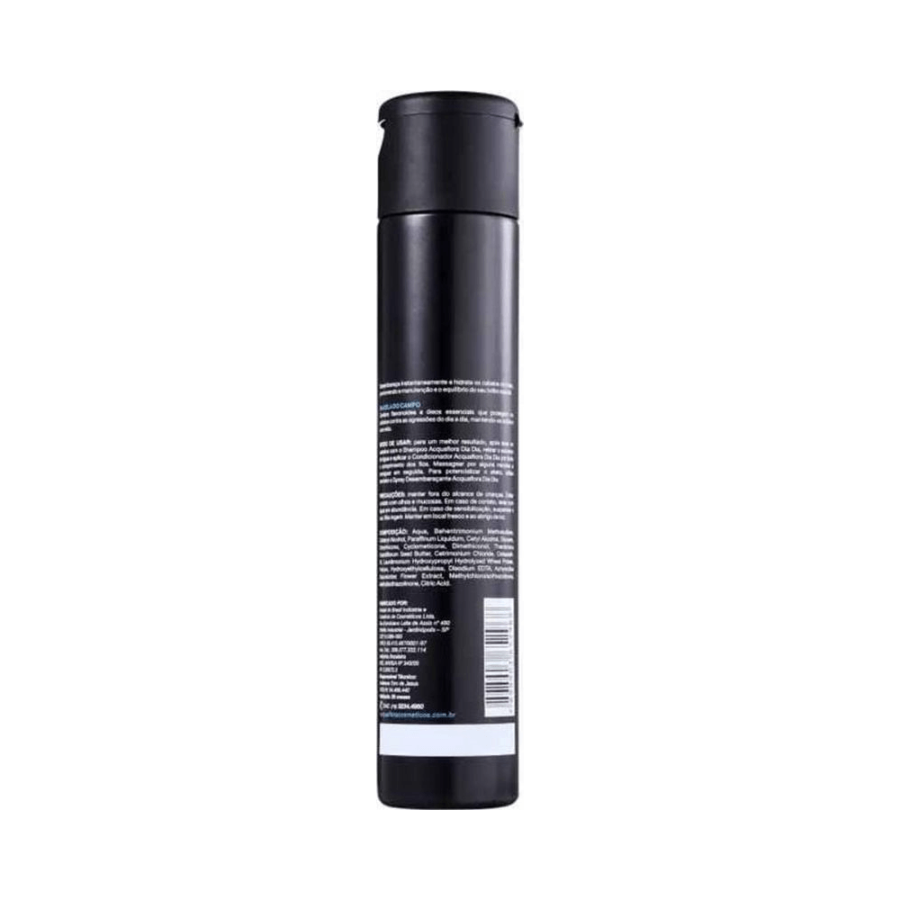 Verso do frasco com informações e composição do Condicionador Acquaflora Dia Dia 300ml