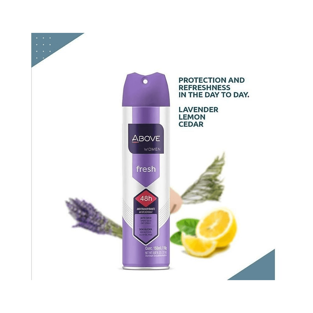 Lata do desodorante Above Women Fresh com elementos de lavanda e limão