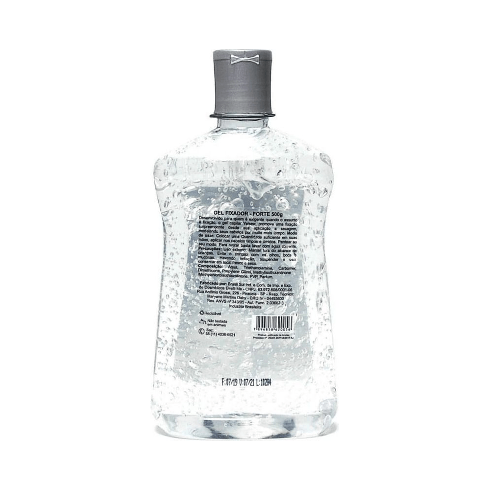 Gel Yelsew Cristal 240g verso do frasco mostrando rótulo e informações