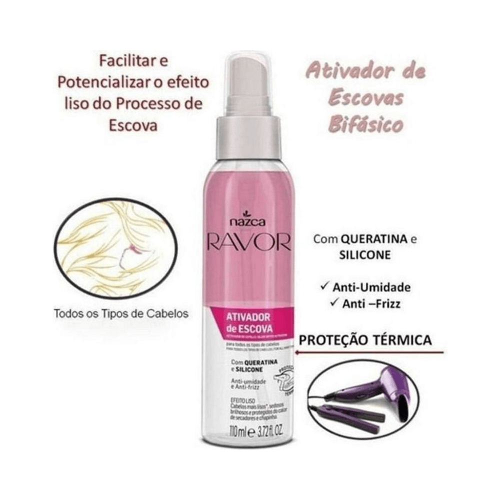Imagem promocional do ativador bifásico Nazca Ravor com destaques de benefícios