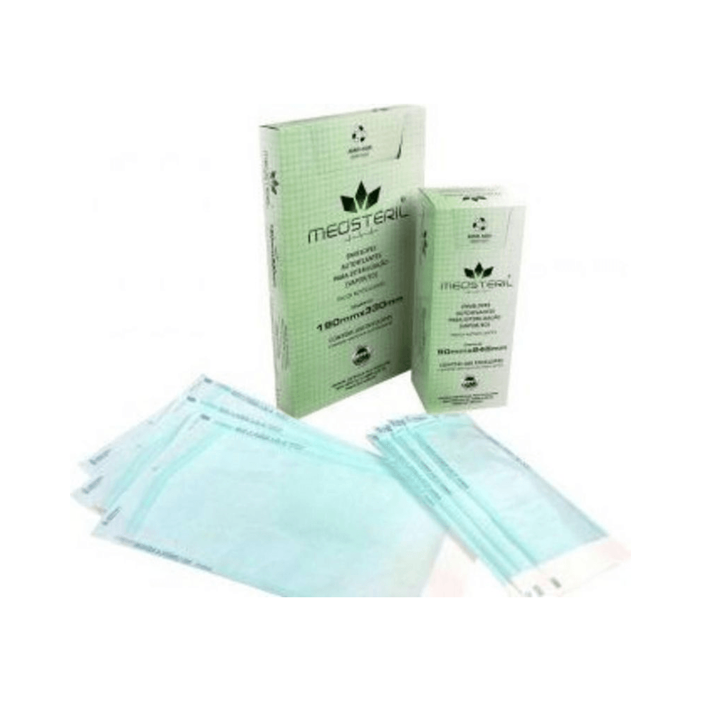 Duas caixas Medsteril com envelopes autosselantes e pouches exibidos