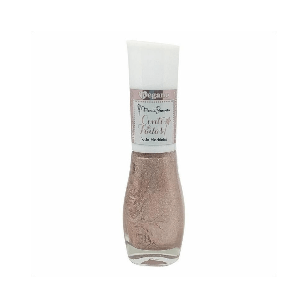 Esmalte Maria Pomposa Fada Madrinha frasco rosé dourado cintilante