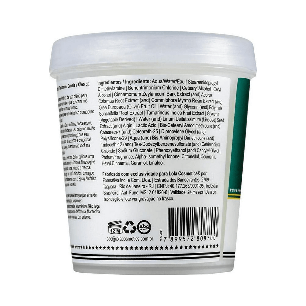 Verso do pote com informação de ingredientes e modo de uso