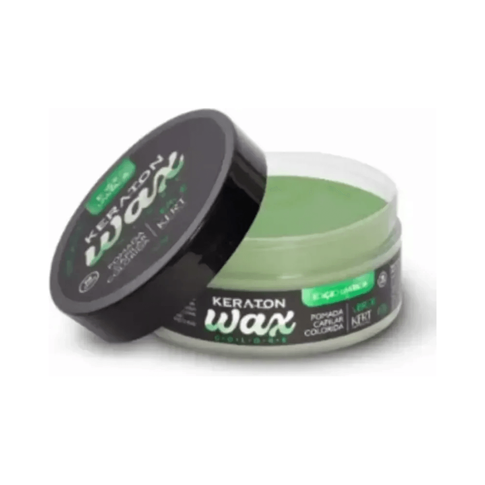 Pomada Keraton Wax Colors Verde Neon 60g - pote aberto mostrando a pomada