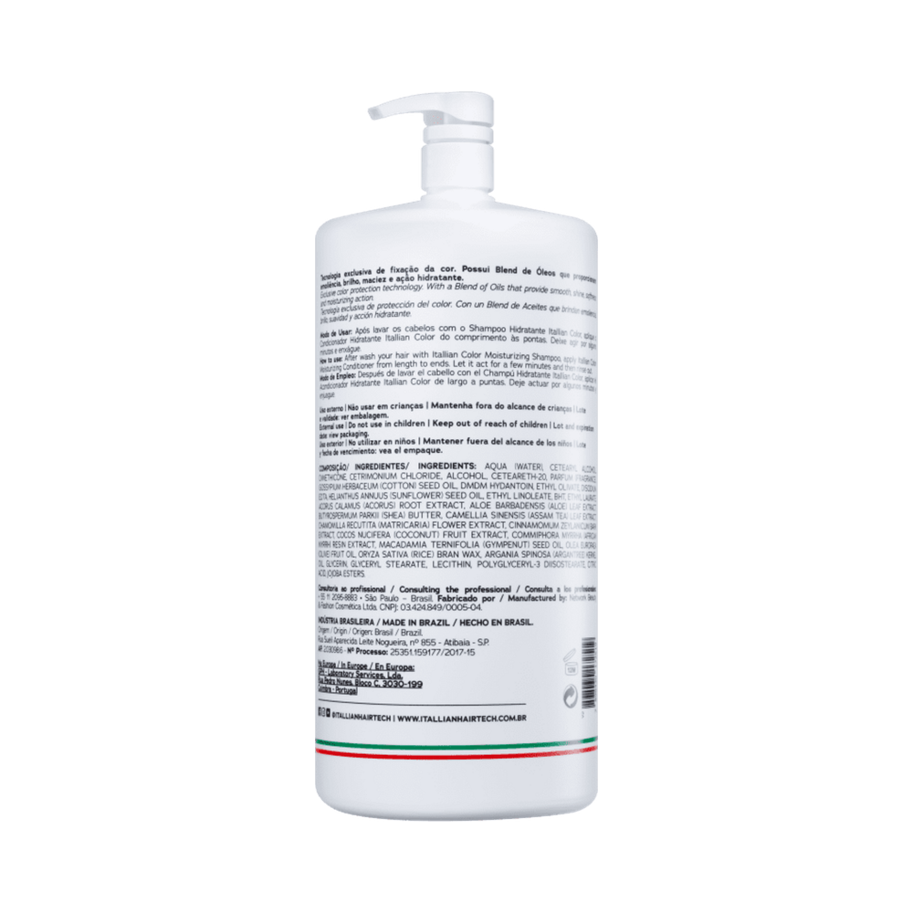 Verso do frasco Itallian Hairtech Color 2500ml com informações e ingredientes