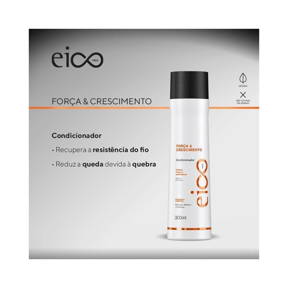 Condicionador Eico Professional Força & Crescimento em fundo degradê