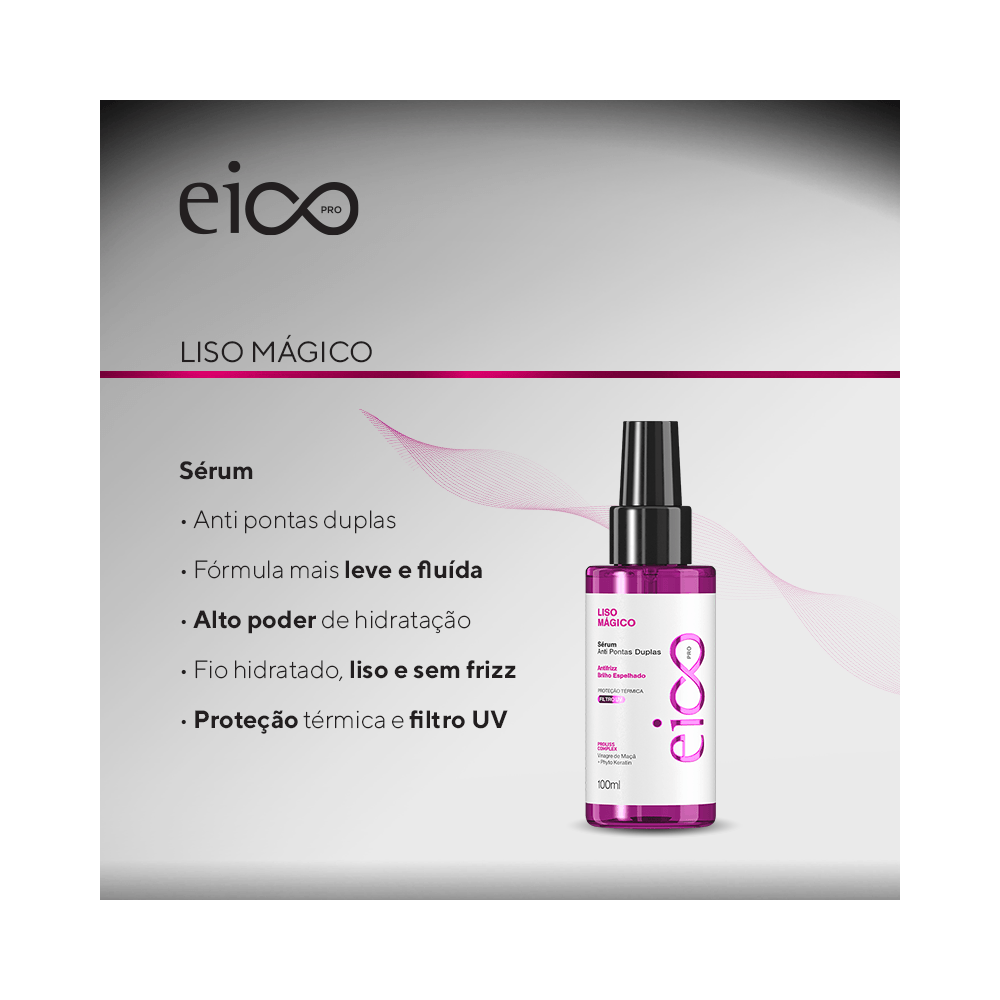 Imagem promocional Sérum Eico Liso Mágico 100ml com benefícios
