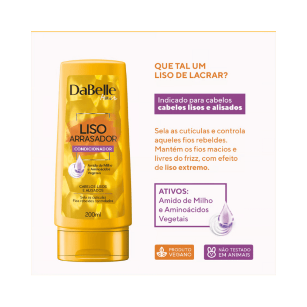 Imagem promocional do Condicionador Dabelle Hair Liso Arrasador 200ml