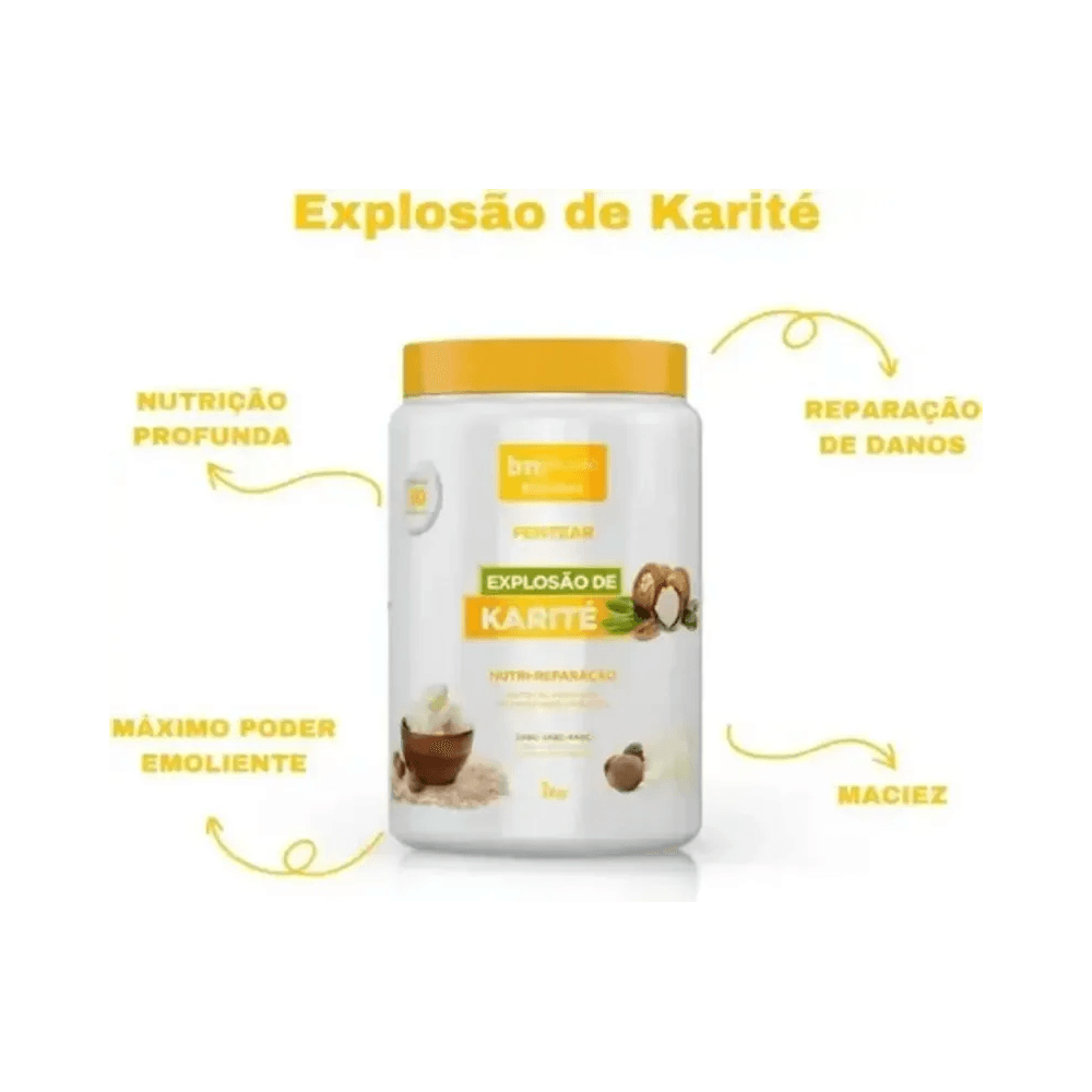 Imagem promocional do Creme de Pentear Explosão de Karité destacando benefícios