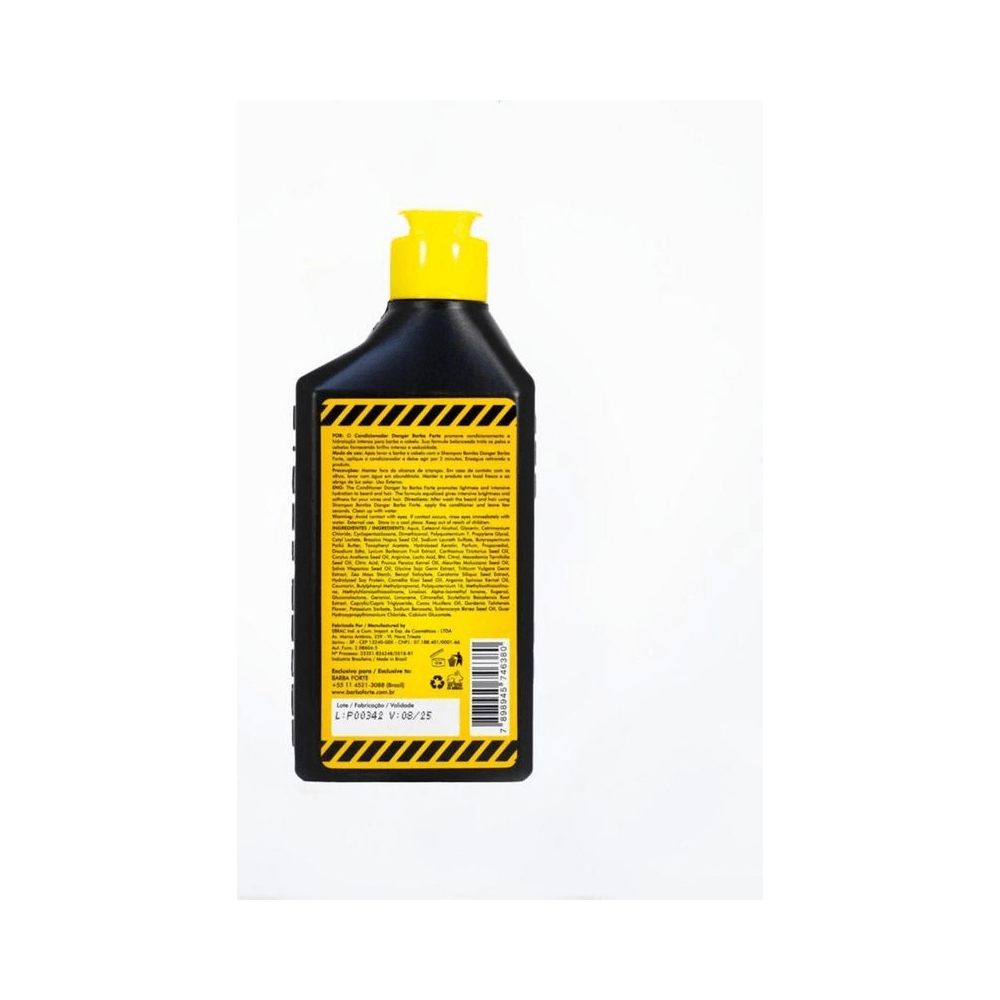 Visão traseira do condicionador Barba Forte Danger 250ml com informações do rótulo