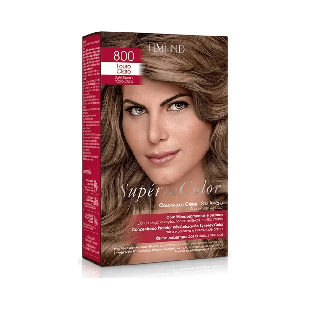 Kit Tonalizante Amend Supéria Color 800 Louro Claro - vista lateral da embalagem