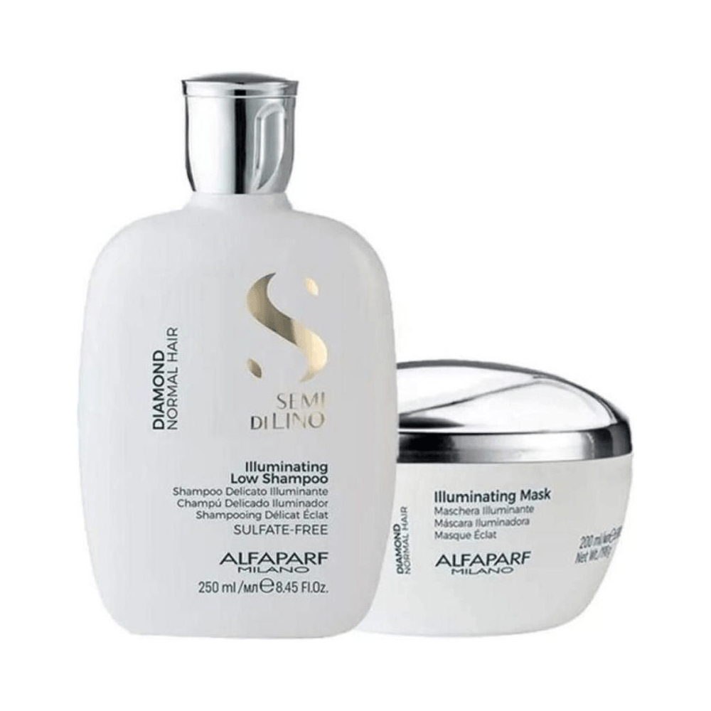 Conjunto Alfaparf Semi Di Lino Diamond - acabamento iluminador e embalagem premium