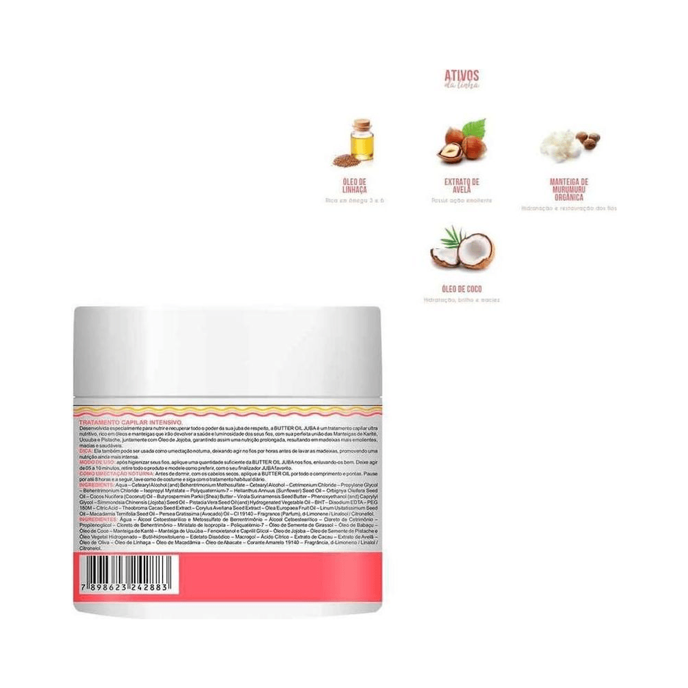 Vista traseira do pote com painel de ingredientes da Máscara Widi Care 500g