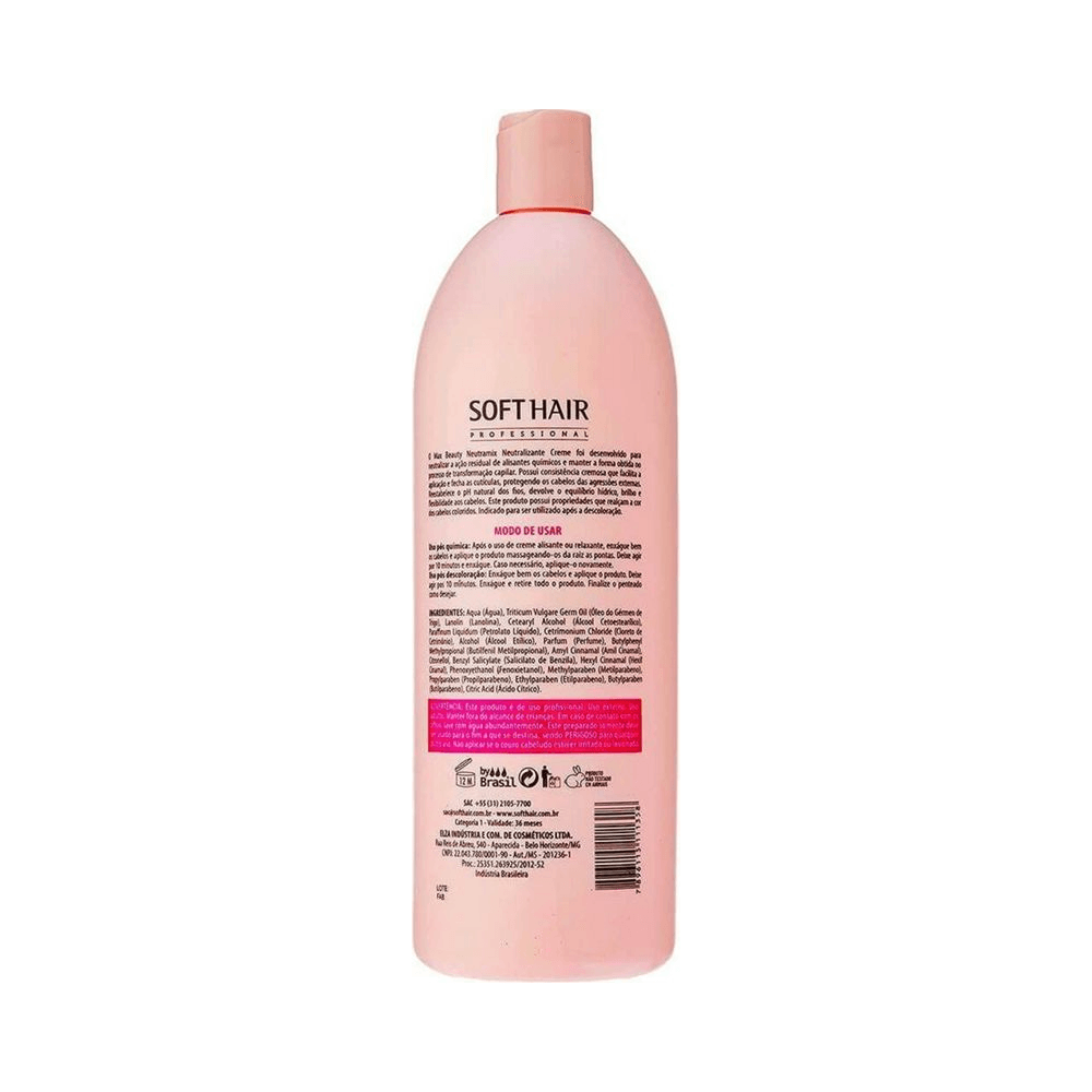 Verso do frasco com modo de uso e ingredientes Neutralizante Neutramix 1L