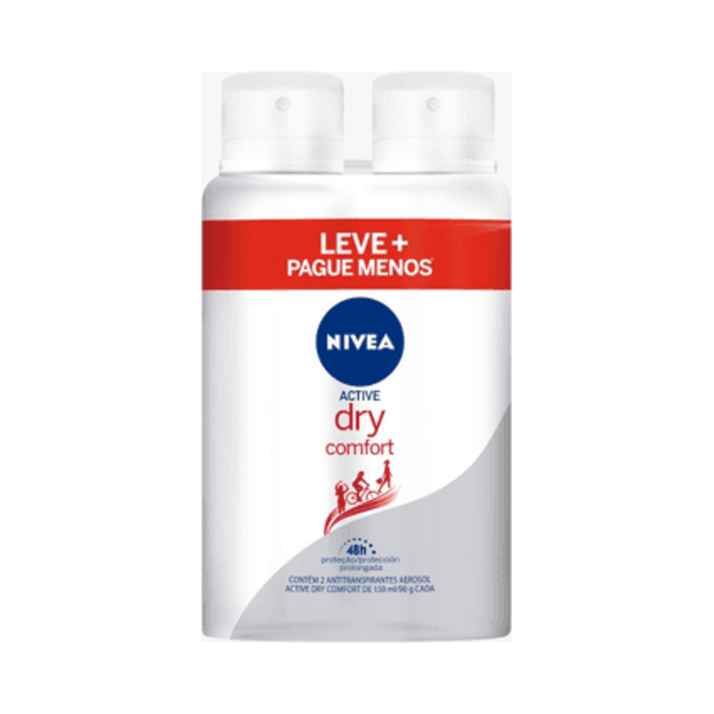 Embalagem promocional Nivea Dry Comfort kit 2 unidades com faixa 'Leve + Pague Menos'