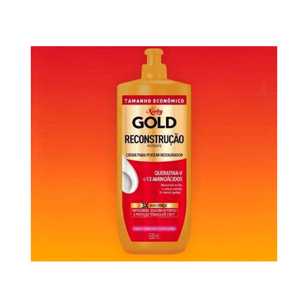 Creme de Pentear Niely Gold Reconstrução Potente 500ml - rótulo destaque 'Tamanho Econômico'