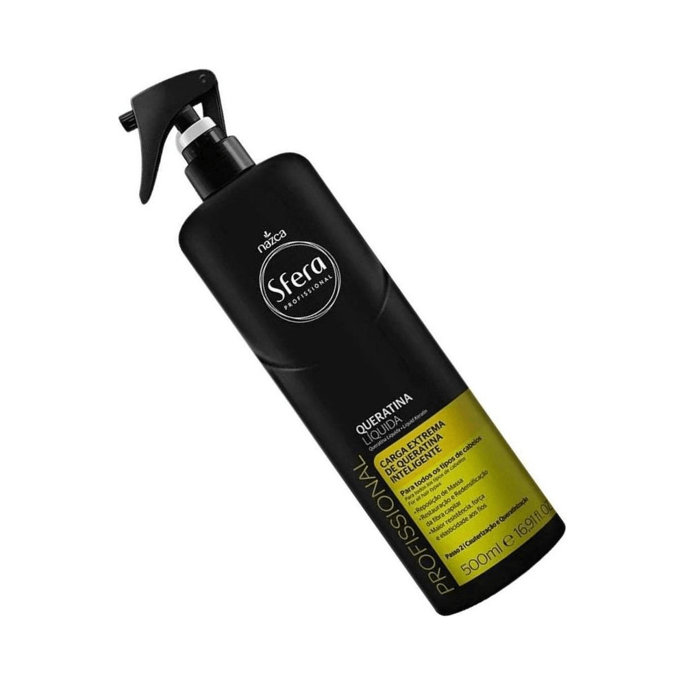 Queratina Líquida Nazca Sfera Professional 500ml - detalhe do rótulo amarelo
