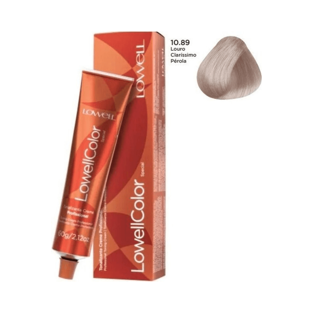 Tonalizante Lowell Color Special 10.89 com amostra de cor louro claríssimo pérola