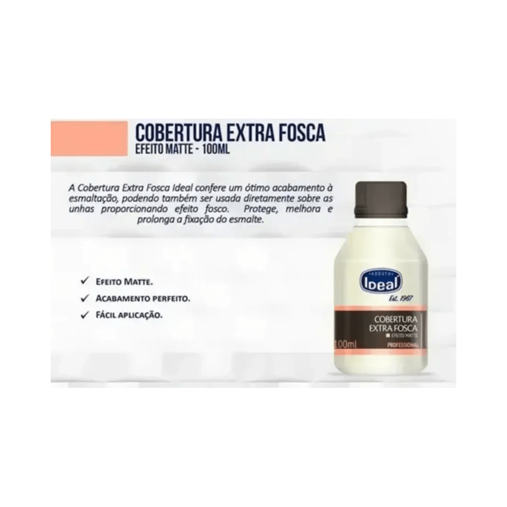 Apresentação Base Ideal Fosca 100ml com informações de aplicação