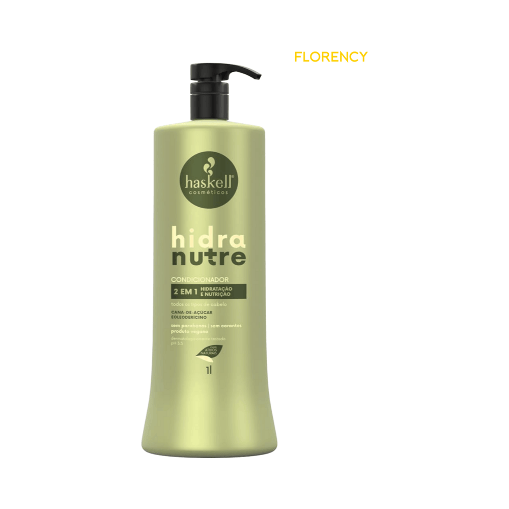 Frasco Haskell Hidranutre 1000ml com pump em fundo branco