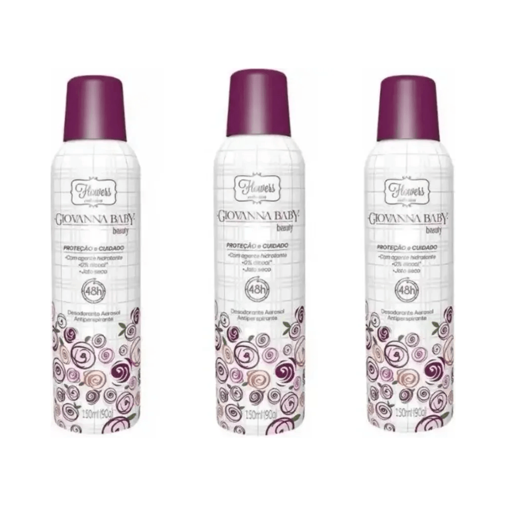 Conjunto de latas do Desodorante Aerosol Giovanna Baby Beauty 150ml
