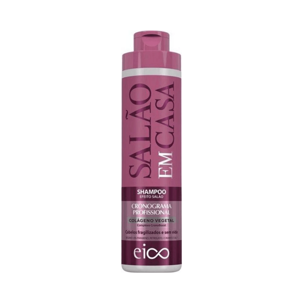 Imagem frontal do frasco 800ml do Shampoo Eico Salão em Casa - embalagem econômica