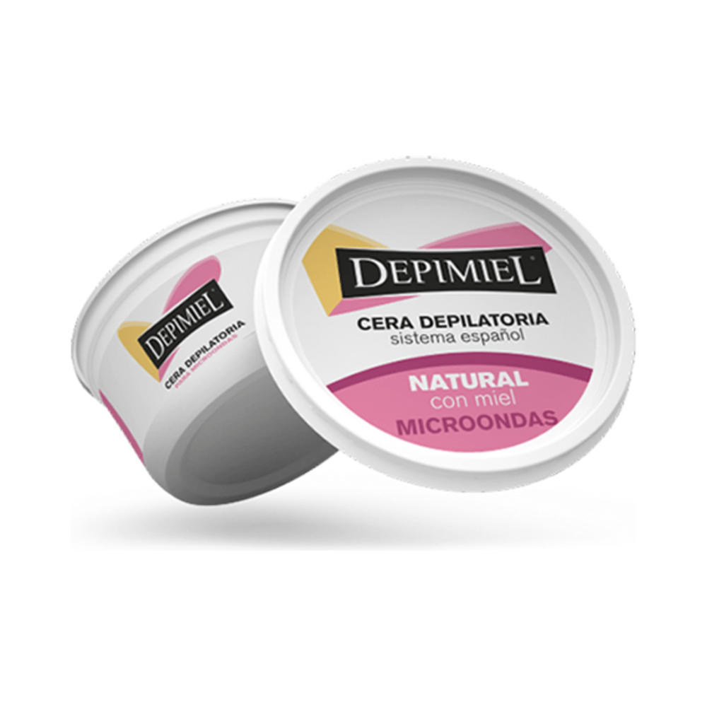 Dois potes Depimiel Cera Depilatória Microondas Natural 200g - vista em perspectiva