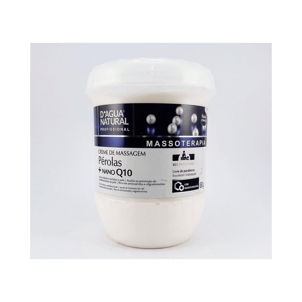 Embalagem frontal do Creme de Massagem D'água Natural 650g