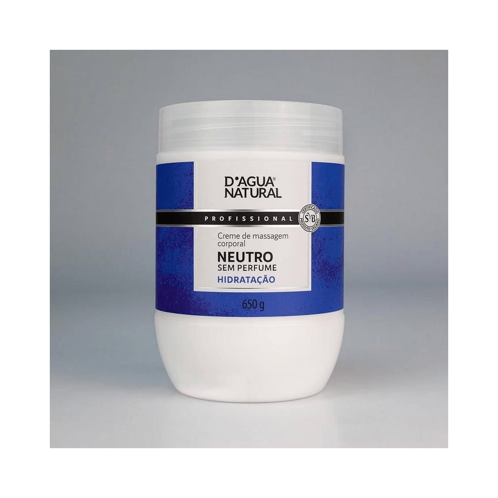 Embalagem do Creme de Massagem D'agua Natural Neutro 650g