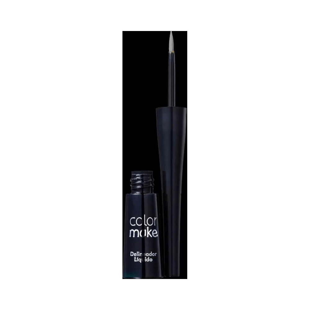 Delineador ColorMake com aplicador pincel fino exibindo acabamento prata neon