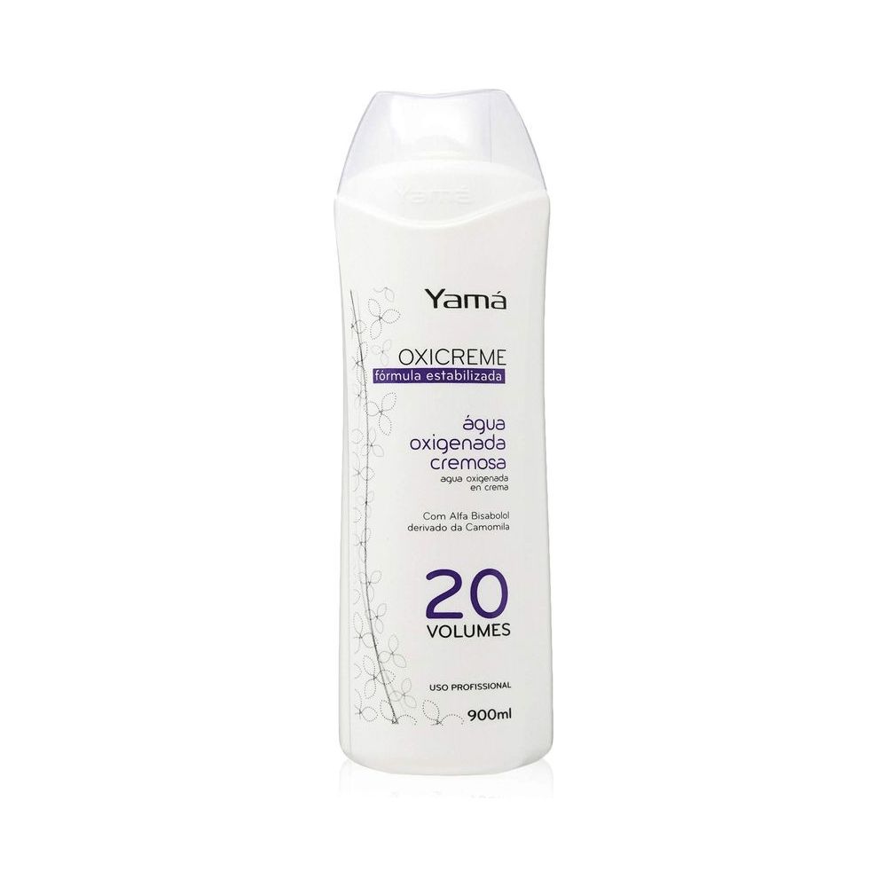 Frasco Yamá OXICREME 900ml rótulo com indicação 20 volumes