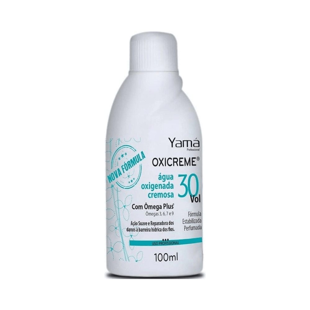 Embalagem Yamá Oxicreme 30 Volumes 100ml com destaque para nova fórmula