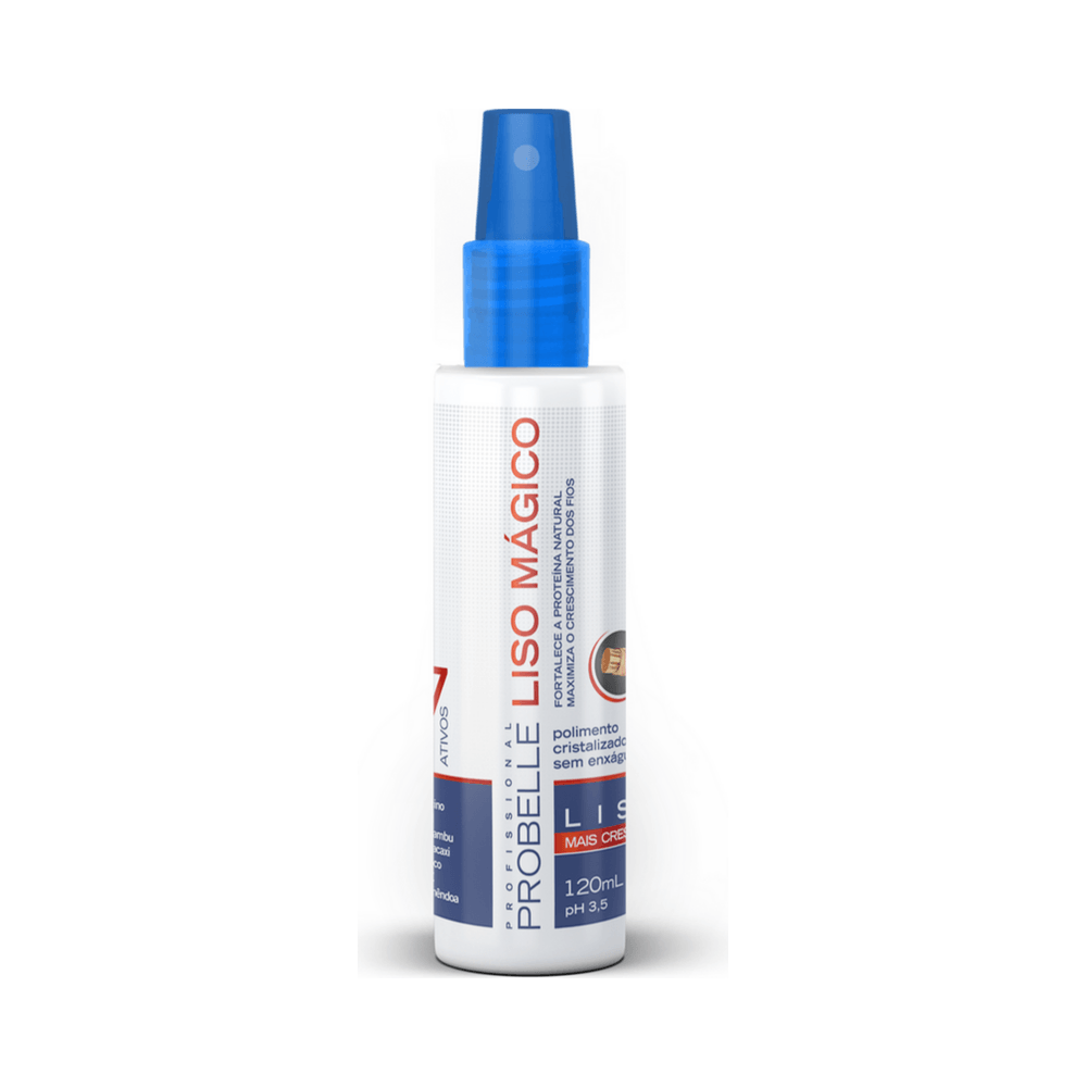 Frasco branco com rótulo Probelle e tampa spray azul - 120ml