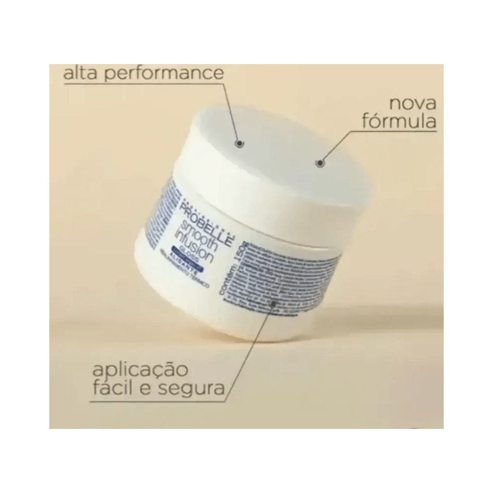 Pote Probelle Smooth Infusion 150g inclinado sobre fundo bege destacando nova fórmula