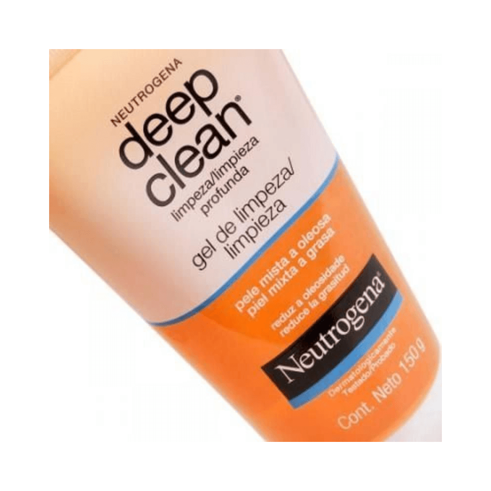 Close do tubo Neutrogena Deep Clean 150ml - destaque rótulo