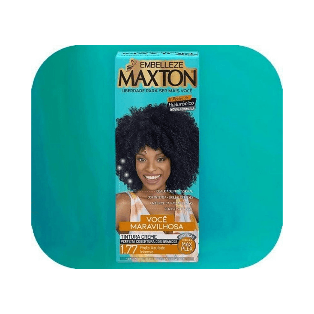 Embalagem frontal do Kit Maxton 1.77 sobre fundo turquesa