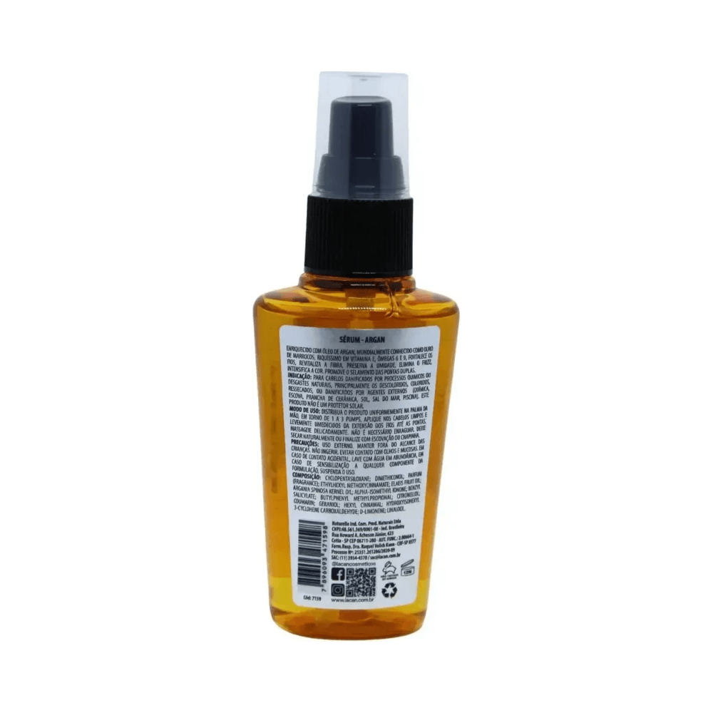 Verso do frasco mostrando composição e pump do Serum Lacan 55ml