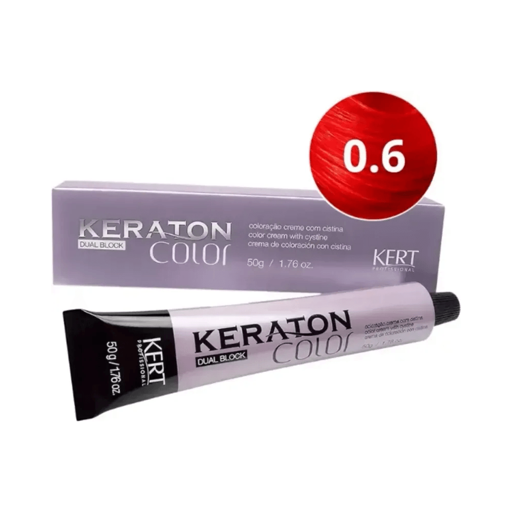 Caixa e tubo Keraton Dual Block com destaque para o tom 0.6 Intensificador Vermelho